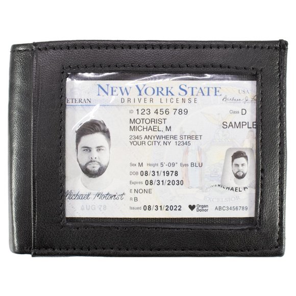 Men Bifold Lambskin Leather Black Wallet - Picture 6 of 16